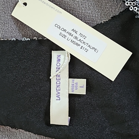 NWT Sequin tanktop black and taupe Large - Picture 2 of 3